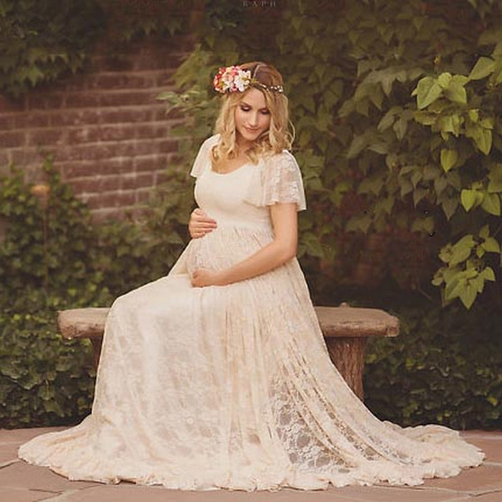 Pregnancy Gown with Mini Train - Sexy Mama Maternity